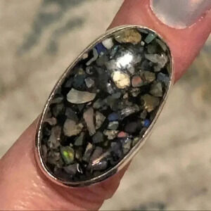 SIZE 7 Sparkling Copper Ethiopian Opal 925 Sterling Silver Ring